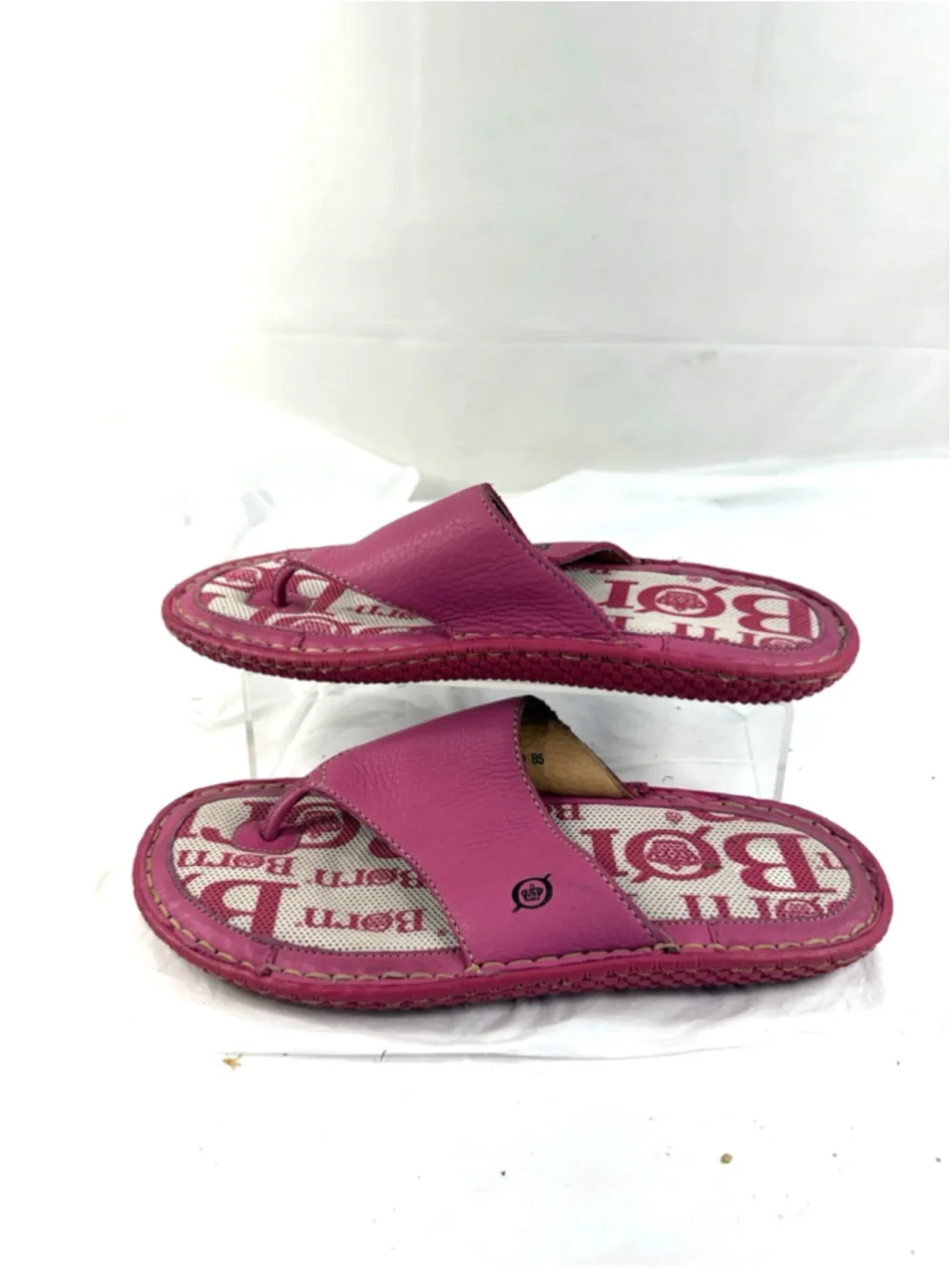 Born Concept Boho Pink Leather Flat Thong Sandal Flip Flops Size 7/38